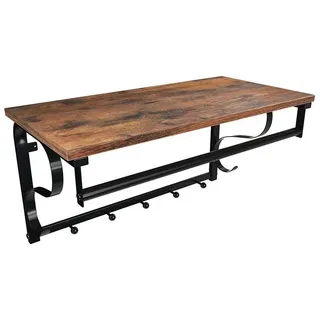 VASAGLE Wandgarderobe, Wandregal mit 5 Haken, 60 x 30 x 31,7 cm (L x B x H) braun