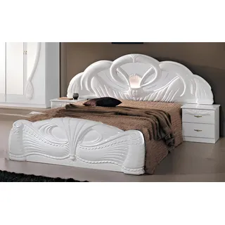 Xlmoebel Holzbett Klassisches Doppelbett im Barock Stil 180x200cm für Schlafzimmer (Doppelbett, Klassisches Doppelbett), Made in Europa weiß
