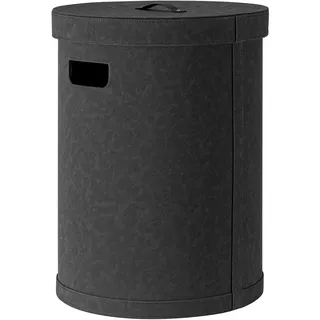 blomus Wäschesammler -SAHLA- | Wäschekorb mit Deckel | Ø 40 x 54H cm | 68 Liter | Farbe Black | Wäschebox aus Leder