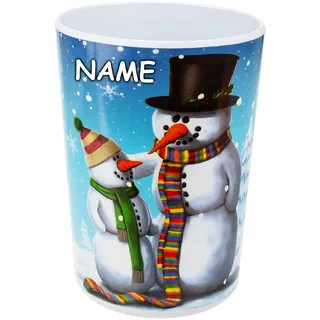 alles-meine.de GmbH Geschirr Motivwahl & Artikelwahl__ Trinkbecher/Zahnputzbecher/Malbecher - Weihnachtsmotiv - Schneemann & Schneeflocken - inkl. Name - Becher - 350 ml -..