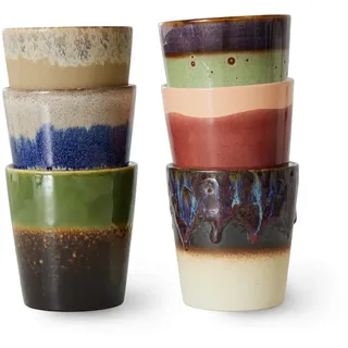 HKliving - 70's Kaffeebecher, 230 ml, grounding (6er-Set)