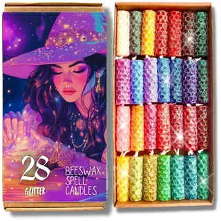 28 Mini-Glitzer-Bienenwachs-Zauberkerzen-Set