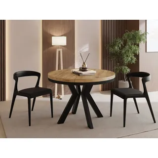 WFL GROUP Runder Esstisch 100 x 77 x 100 cm braun