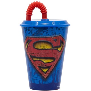 DC Comic Supeman Kunststoff Trinkbecher mit Strohhalm 430ml