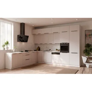 Küchen-Preisbombe Winkelküche Como XL L-Form 290 cm Kaschmir/Weiß