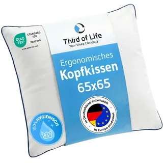 Kopfkissen 65x65 inSPIRO, Premium Kissen - ergonomisch & waschbar bei 95°C | Schlafkissen 65 x 65 von Schlafexperten entwickelt, für Seitenschläfer, Rückenschläfer, Bauchschläfer, pillow made in EU