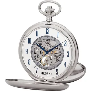 Regent Taschenuhr Regent Herren Taschenuhr Analog Gehäuse, (Analoguhr), Herren Taschenuhr rund, extra groß (ca. 53mm), Metall, Elegant silberfarben