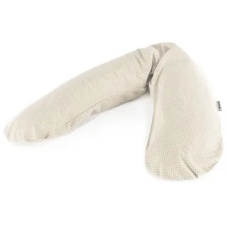 Theraline Das Original Schwangerschaftskissen & Stillkissen 190cm – Seitenschläferkissen Stillkissen Perlen – inkl Stillkissenbezug Punkte beige