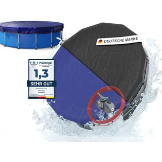 Planenfux® Pool-Abdeckplane Poolplanen rund PE Material - Blau (PARENT), Ø 366 - 400 cm Pool Abdeckung rund aus verstärktem 200g/m2 PE Material blau 366 - 400 cm (Ø 460 cm)