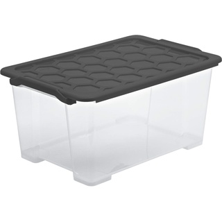 Rotho Evo Safe Keeping Aufbewahrungsbox 44l mit Deckel, lebensmittelechter Kunststoff (PP) BPA-frei, anthrazit, 44l (59.0 x 39.5 x 28.0 cm)