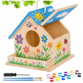 LuxusKollektion Vogelhaus Vogelhaus Holz Bastelset zum Bemalen bunt