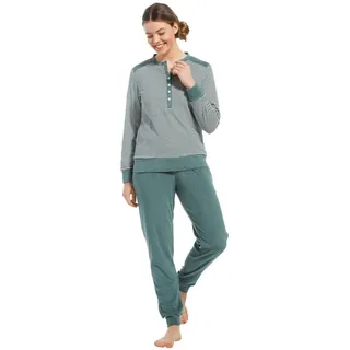 Pastunette Pyjama Warmer Pastunette Damen Frottee Schlafanzug (2 tlg) auch in großen Größen grün 48