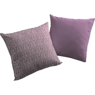 Dekokissen ADAM "LIttle Parrot", lila (aubergine, gemustert), B:50cm L:50cm, Baumwolle, Dekokissen_Sitzkissen_Kissenhüllen, GOTS zertifiziert - Wendekissenhülle ohne Füllung, 1 Stück