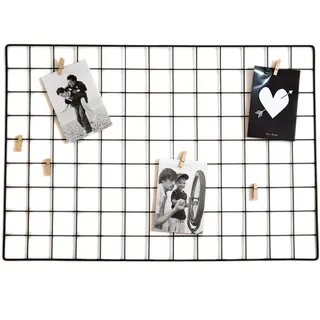 Metall Gitter Fotorahmen + 6 Holz Klammern - 65x45 Cm - Fotohalter Bilderrahmen