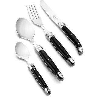 Laguiole Style de Vie Besteckset Premium Line, 24-teilig, Schwarz, neues Modell