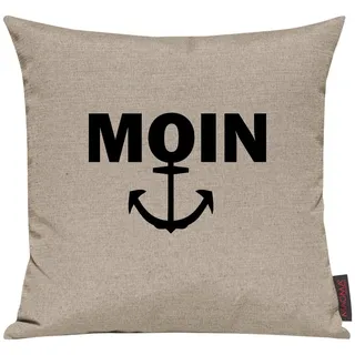Shirtinstyle Sofakissen Moin Anker, Größe 40 x 40cm, Farbe Taupe