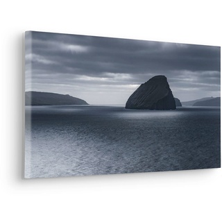Komar Keilrahmenbild im Echtholzrahmen - Silver Sea - Größe 60 x 30 cm - Bild, Leinwandbild, Landschaftsmotiv, Wohnzimmer, Schlafzimmer
