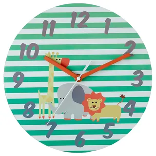 Premier Housewares Wanduhr für Kinder, Motiv: Eule, MDF, grün, 25 x 25 x 4 cm