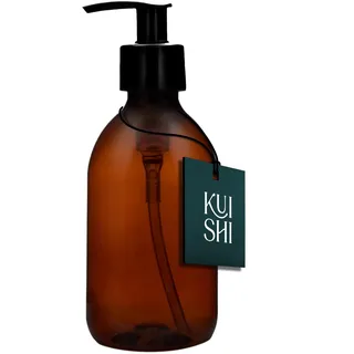 Kuishi Brown Amber Plastic Bottles with Pump Dispenser [250ml x 1], BPA-Free Plastic Pump Bottles, Empty Pump Dispenser Bottles for Handwash, Lotions, Sanitiser, Shampoo, Conditioner, Shower Gel.