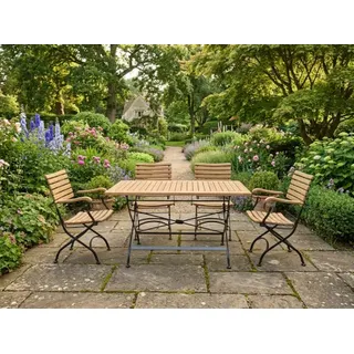 Zebra Gartenmöbel-Set Florence aus Teak-Eisen, 4 Klappsessel und 1 Tisch 120x80cm