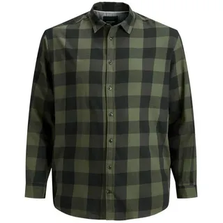 JACK & JONES Gingham Twill Langarmhemd Dusty Olive 4XL