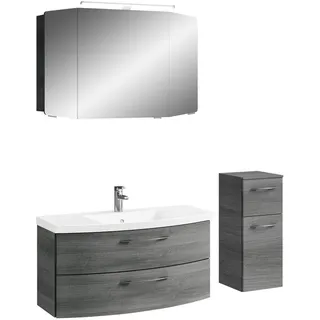 Pelipal Badezimmer Cassca, Graphit, Holzwerkstoff, 4-teilig, 7 Fächer, 2 Schublade(n),insgesamt: 3 Schublade(n) Schubladen, 131 cm, Made in Germany, hängend, Typenvielfalt, Badezimmer, Badmöbelsets & Badmöbelserien, Badmöbel-Set