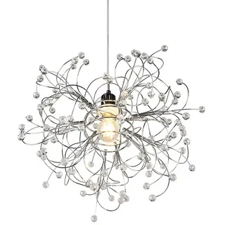 Reality Leuchten LED Pendelleuchte, Dimmfunktion, LED wechselbar, in 3 Stufen dimmbar über Lichtschalter, warmweiß, Designer Kristall Kugel-Lampe ausgefallen hängend Esstisch groß Ø52cm silberfarben