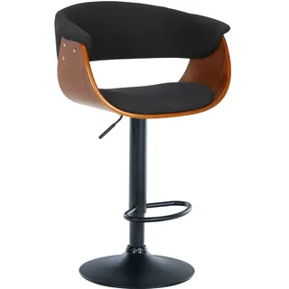 CLP Barhocker Vestal I  mit Holzsitz und Armlehne höhenverstellbar Walnuss/Schwarz