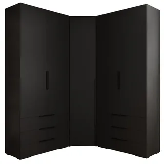 ABIKS MÖBEL Kompaktgarderobe INOVA 1 SATZ 7 Möbelset, Garderobe mit Kleiderstange und Regalen schwarz