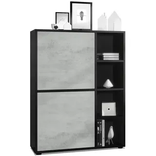 Vladon Highboard, Hellgrau, Holzwerkstoff, 79x105.5x35.5 cm, Wohnzimmer, Kommoden & Sideboards, Highboards