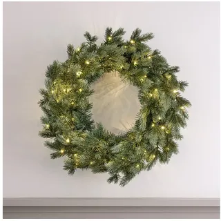 Lights4fun Adventskranz 45cm Bicolor LED Weihnachtskranz Tannenzweige