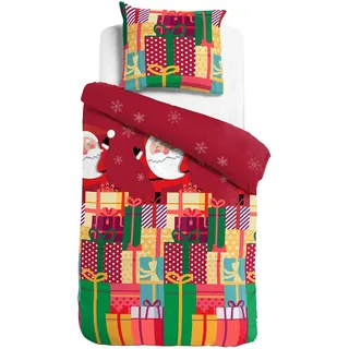 Traumschlaf Weihnachten Geschenke Renforcé Bunt 155 x 220 cm + 80 x 80 cm