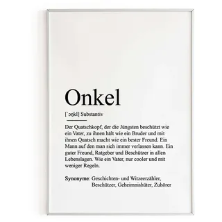 KAMEWI® Poster ONKEL Definition | Geschenkidee Lieblingsonkel Geburtstag Kleinigkeit Weihnachten