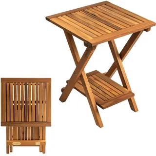 Spetebo Akazienholz Garten Beistelltisch klein geölt für Außen 35 x 35 cm | Beistelltisch aus 100% FSC-zertifiziertem Holz aus nachhaltiger Waldwirtschaft
