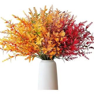 8 Bündel Künstliche Herbstblumen Künstlich Herbststrauß Kunstblumen Herbst Deko, Künstliche Blumen Herbst Balkonpflanzen Herbstzweige Herbstdeko Für Drinnen Draußen Garten Tisch Gelb