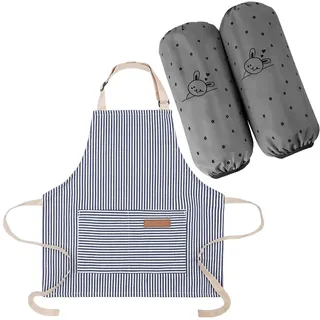 OAOSDH 1 Stück Kinderschürze Und 1 Paar Ärmel, wasserdichte Ärmel, Küchenschürze, Schmutzige Anti-Aging-Schürze, Geeignet Für Malen, Gartenarbeit, Kochen.