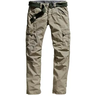 Timezone Herren Straight Leg Hose BenitoTZ cargo pants incl. belt, Gr. W32/L32, Beige (dirty sand 6166) - 32W / 32L