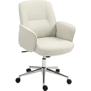 Vinsetto Bürostuhl mit Wippfunktion Schreibtischstuhl höhenverstellbarer Drehstuhl ergonomischer Arbeitsstuhl modern Belastbar bis 120 kg Mikrofaser Cremeweiß