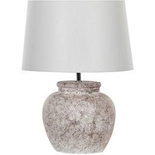 BELIANI Tischlampe Beige 47 cm Keramiksockel Stein Optik Kabel mit Schalter Lampenschirm in Weiß Schlafzimmer Wohnzimmer Modern