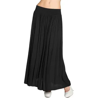 Caspar Faltenrock RO034 leichter langer eleganter Damen Sommer Rock Maxirock - bodenlang bei ca. 157 cm Körpergröße schwarz 38