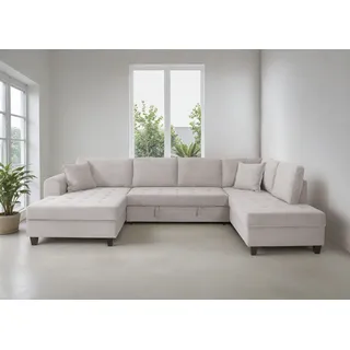 trends by hg Wohnlandschaft Polyester U-Form 3-Sitzer Beige