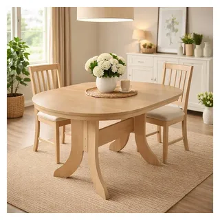moebel-direkt-online Esstisch Auszugs-Esstisch oval, von 120 cm bis auf 160 cm ausziehbar, Tischplatte ausziehbar. Einlegeplatte unter der Tischplatte beige