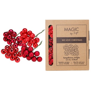 MAGIC by Inge Weihnachtsbaumkugel, Weihnachtskugeln am Draht 2.5cm Glas 144 Stück - Ruby Red rot