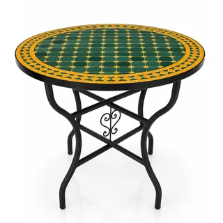 Orientalischer Mosaiktisch Rund Ø 80 cm Gelb-Grün