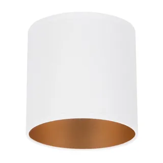 alfalux Lampenschirm Für Tischlampe Stehlampe Wandleuchten Undurchsichtig Aus Stoff Auf Goldenem PVC Zylinder E27 Fassung CL-WE Weiß Gold 15 x 15 cm
