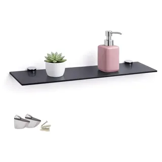 Omgoods – Wandregal, 30 cm breit, aus Sicherheitsglas, für Badezimmer und Wohnzimmer - Schwarz