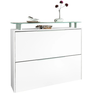 Schuhschrank BORCHARDT MÖBEL "Rena" Schränke Gr. B/H/T: 89 cm x 83 cm x 23 cm, weiß (weiß matt) Schuhschränke Hängeschuhschrank, mit Glasablage