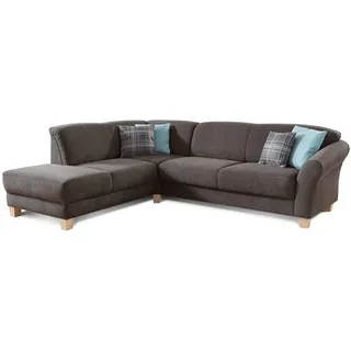 CAVADORE Ecksofa Gootlaand / Große Sitzecke im Landhausstil inkl. praktischer Vorziehfunktion und Bettkasten / Mit Federkern-Polsterung / 257 x 84 x 212 / Dunkelgrau
