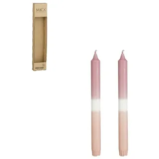 Mica decorations Mica Spitzkerzen Dip-dye Stearin 25 cm 2 Stück rosa