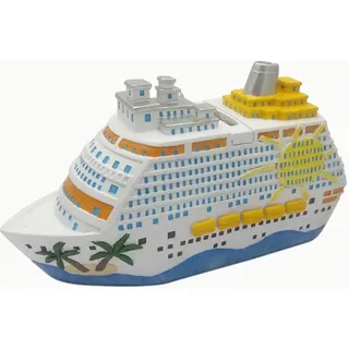 DEKO IM TREND Kreuzfahrtschiff Spardose Große Reisedose für Urlaubskasse Maritime Spardose Schiff für Kreuzfahrt-Gutscheine & Geldgeschenke Bunt Polyresin 20x11x7 cm